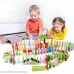 LEO & FRIENDS Wooden Dominoes Set for Kids-Building Blocks Educational Toys with Animal Shapes and Number Letter Pattern Colorful Dominoes B07FS7W98S